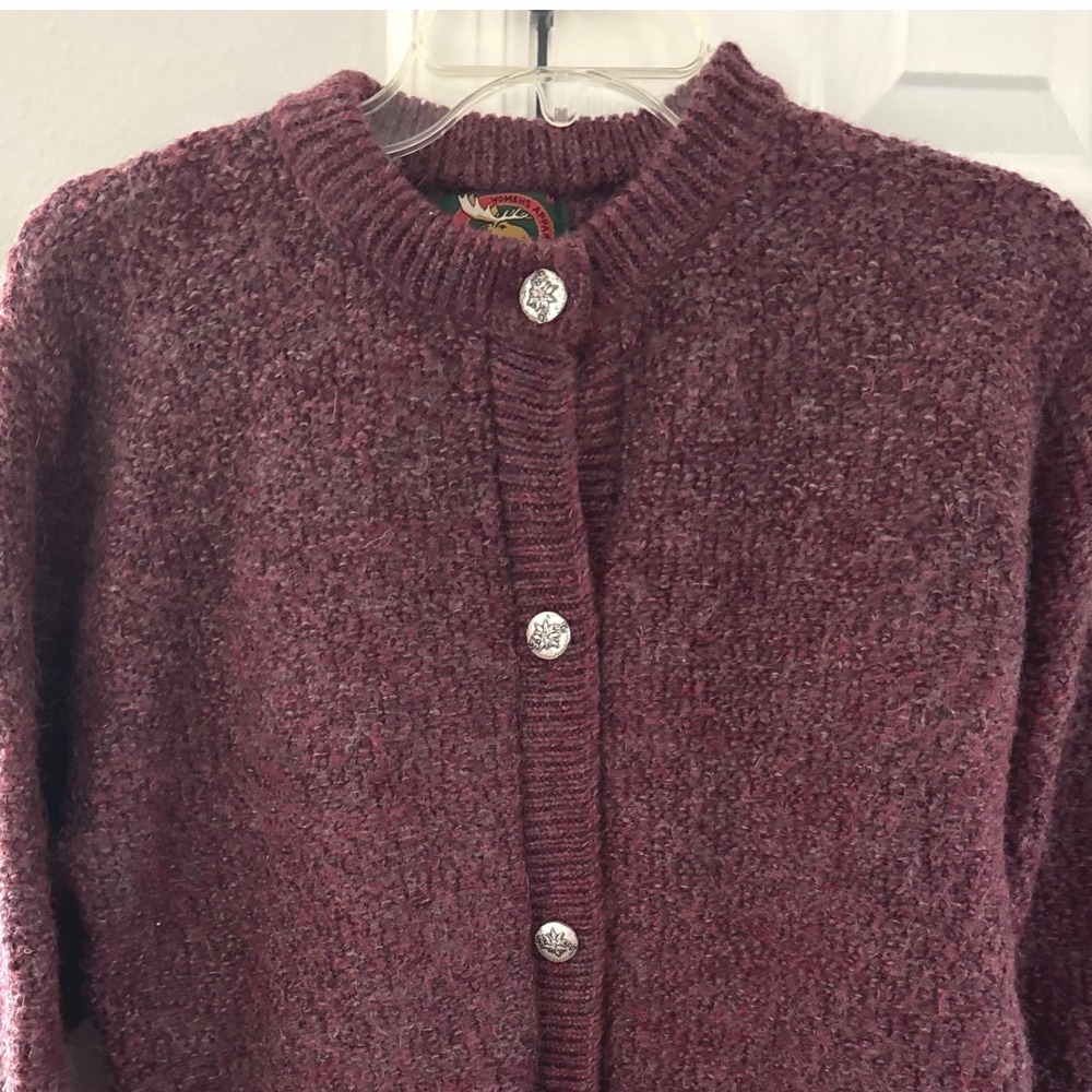 Vintage‎ ALPS Fine Women's Apparel Mohair Blend Burgundy Cardigan Sweater size M